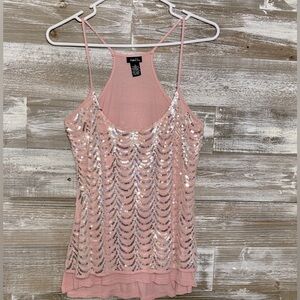 Peach/pink sequence tank top, size Large
